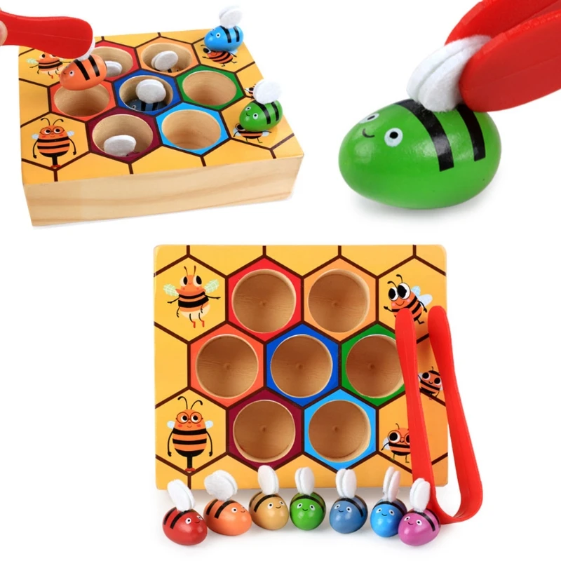 Пчела и улей, подходящая игра, детские цветные сенсорные тренировки, Ранние развивающие игрушки 95AE