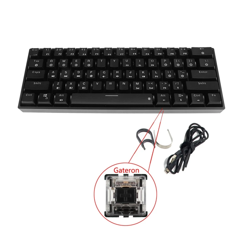 RGB LED Backlit Bluetooth 5.0 Wireless Mechanical Keyboard Portable Gaming Keyboard 61 Keys Mini Keyboard