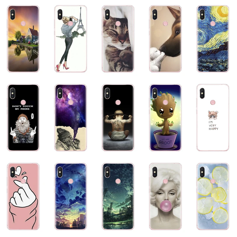 Silicone case For xiaomi Redmi S2 Case Y2 Back Cover Phone Cases bumper Hongmi Coque Full Protection Soft Cat | Мобильные телефоны