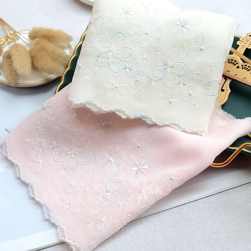 10Meters Light Pink Beige Chiffon Flower Embroidered Mesh Lace Trim Trimmings Dress Accessories Laces Sewing Crafts Fabric 20cm | Дом и сад