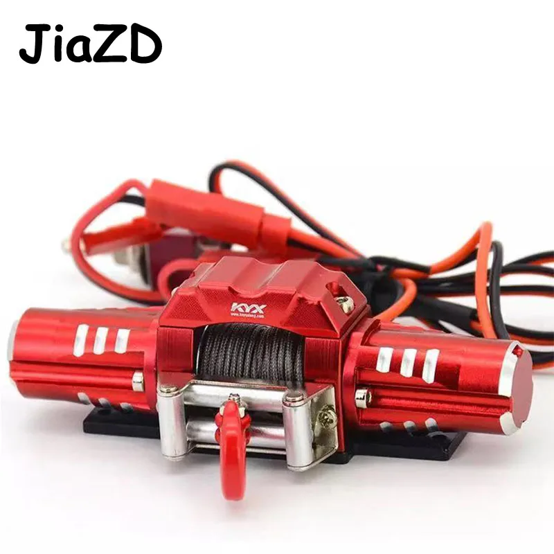 Double motor winch KYX Алюминиевый сплав электрическая самоспасательная лебедка одиночный/двойной мотор лебедка крюк для RC 1/10 скалолазание автомобиль TRX-4 км2 запчасти - Цвет: Double motor winch
