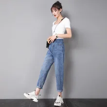 Джинсы для женщин в стиле бойфренд с высокой талией, пуш-ап, большие размеры, женские джинсы, женские джинсы для мам, джинсовые штаны, 4xl