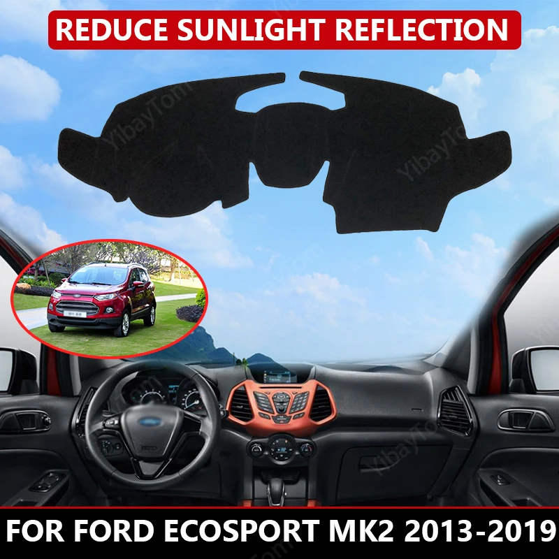 Коврик для приборной панели Ford EcoSport MK2 2013-2019 бархатный чехол автомобильной Черные