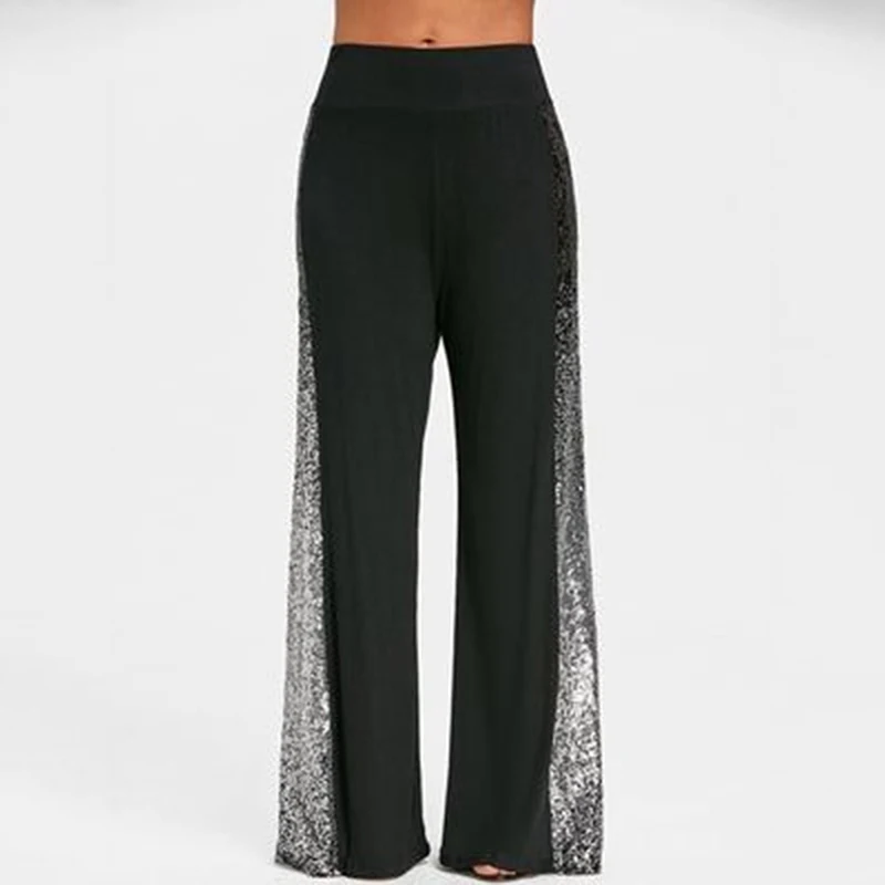 Black Летние капри палаццо брюки женские большие размеры Pantalon Femme широкие брюки с высокой талией - Цвет: Black