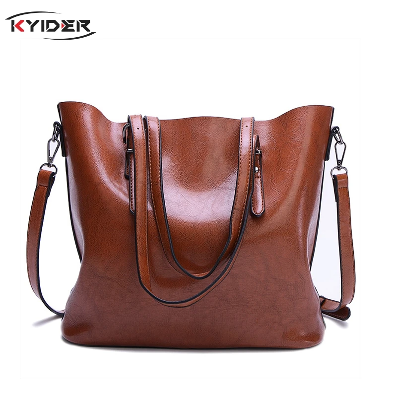 

KYIDER Large-capacity women's handbag Casual Totes Women bag Simple shopping big Shoulder bag for Women Classic Oil wax Leather