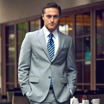 Ceny ANNIEBRITNEY Szary 2 Sztuka Slim Fit Oficjalny Garnitur Męski Niestandardowy Pan Młody Smoking ślubny Wysokiej Klasy 2 Sztuka Prom ślubne Męskie Komplet Garniturów