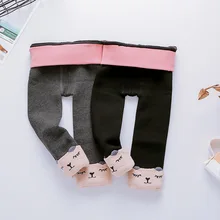 Детские бархатные цельнокроеные брюки леггинсы с рисунком теплые детские брюки с поддержкой талии