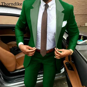 

Thorndike Green Suit Men Handsome Wedding Tuxedos Notched Lapel Slim Men Suits Custom Made Formal Business Suits For Men 2 Pcs