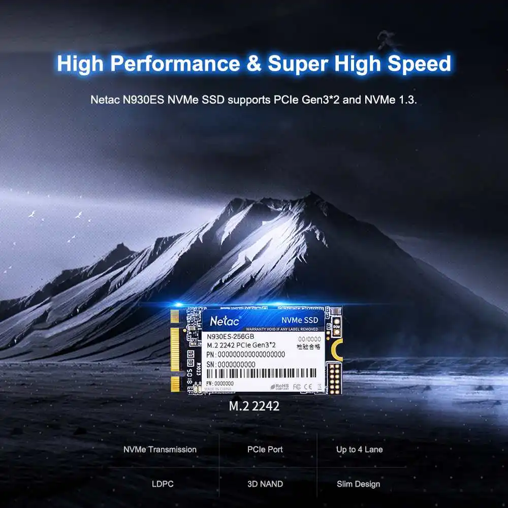 Netac N930ES M.2 2242 SSD 128 ГБ 256 ГБ 512 ГБ NVMe Gen3* 2 PCIe 3D MLC/TLC NAND флэш-накопитель для ПК компьютера