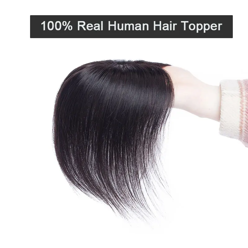 SEGO 7x8cm Straight Mono Base Hair Topper Non-Remy Human Hair Pieces for Women Toupee Hair Clips in Human Hair