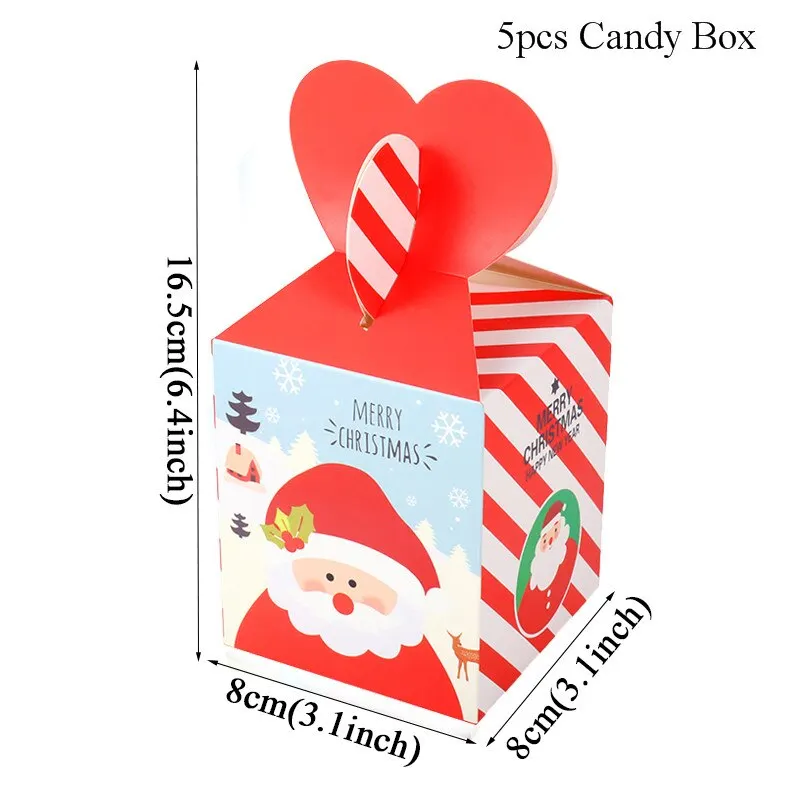 WEIGAO, Рождественская Подарочная коробка, сумки для конфет, Navidad, рождественские украшения для дома, пакет для печенья, сумка, новогодние, рождественские, вечерние, подарочные сумки - Цвет: 5pcs candy box