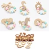On Sale Wood Baby Rodent Teether Bracelet Animal Shaped Teething Ring for Baby Organic Silicone YypKRMo6X