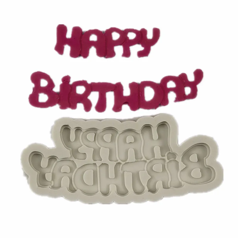 happy birthday mold DIY С Днем Рождения Форма Sugarcraft силиконовые формы письмо Gumpaste Шоколадные инструменты для украшения тортов из мастики - Цвет: happy birthday mold