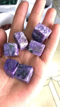 

6pcs Natural Charoite Crystal Cube Raw Gemstone Polished Stone Great for Meditation Chakra Reiki Stone As Gift