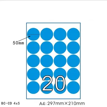 

50sheets 5 Sizes Blue Round Dot Sticker In One A4 Sheet Self adhesive Sticker Printing Address Label For Inkjet Laser Printer