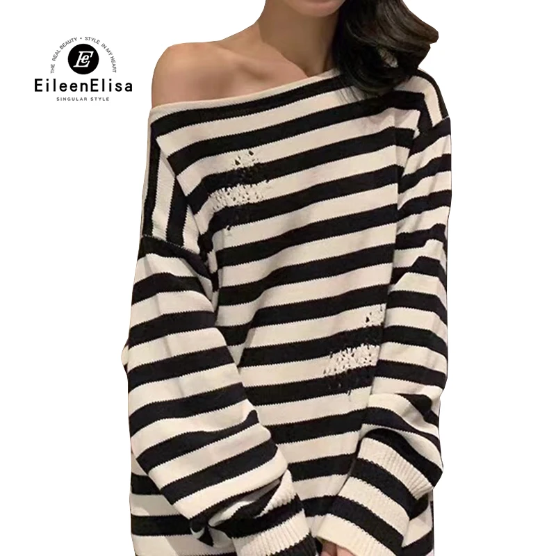 

New Knitwear Stripe Sweater Womens Cashmere Wool Sweater Jumper Autumn Winter Knitting Pullovers