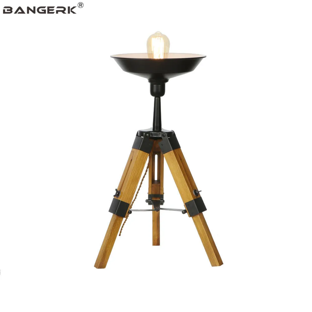 

Nordic Loft Decor Table Lamps Modern Iron Wood Tripod Adjust Desk Lamp LED Edison Table Light For Bedroom Living Room Lighting