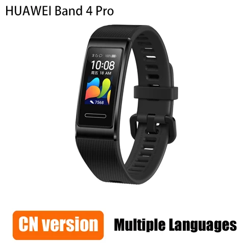 Смарт-браслет huawei Band 4 Pro gps, металлическая рамка, цветной сенсорный экран, датчик уровня кислорода в крови, датчик сердечного ритма, браслет для сна - Цвет: black