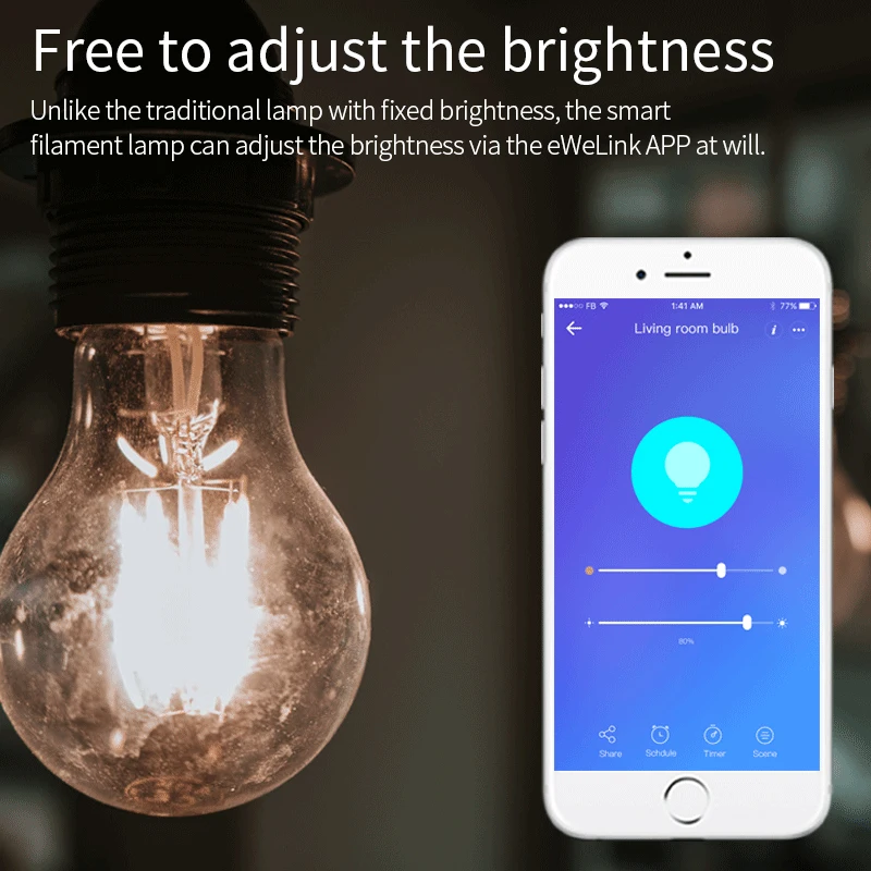 Умная лампа с Wi Fi 7 5 Вт 220 В E27 Светодиодная RGB работает Alexa/Google Home и дистанционным