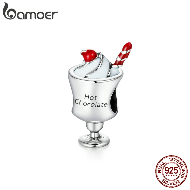 Bamoer 925 пробы Серебряный послеобеденный чай серия Эмаль Горячий Шоколад Шарм для