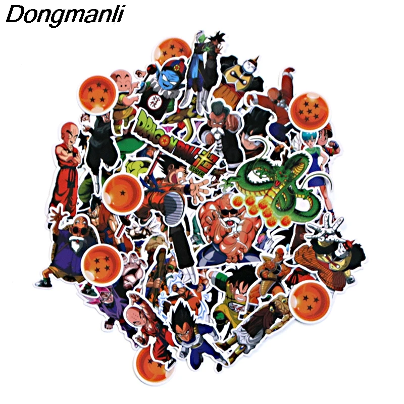 

L3296 Dongmanli 56pcs Dragon Ball z DIY Skateboard Graffiti Laptop Badge Motorcycle Luggage Bags Accessories
