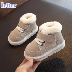 Novo inverno botas de neve do bebê unisex couro bonito meninos meninas sapatos de algodão quente crianças tênis de fundo macio da criança sapatos de bebê