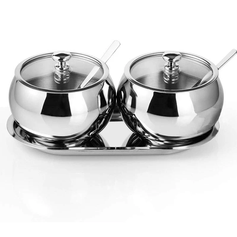 

Stainless Steel 304 Seasoning Box Kitchen Oil Salt Sauce Vinegar Pot Seasoning Tank Set Combination Glass Seasoning Tank