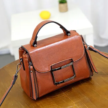 

2020 New Women's Handbag Shoulder Bag Female Bag Oil Wax Leather Bag