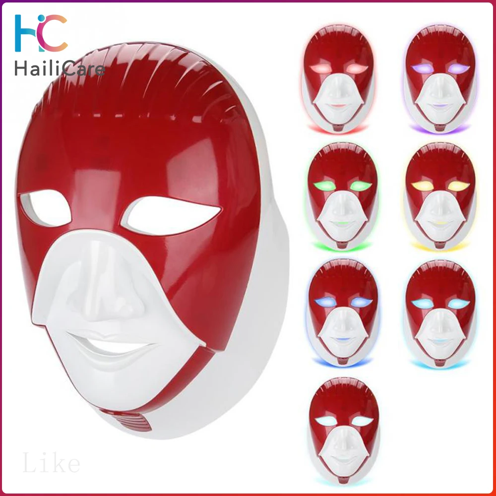  7 Colors Led Mask Face Tightening Rechargeable Led Facial Mask Touch Switch 7 Light Therapy Treatme - 4000329586755