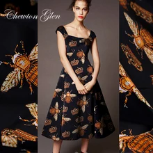 19 Весенняя Новинка 108 см в ширину 93% шелк 7% спандекс окрашивание Шармез Ткань Золотая Пчела цифровая печать ткань Сделай Сам шитье Распродажа