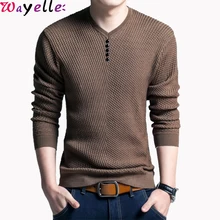Осенне-зимний пуловер свитер мужской повседневный v-образный вырез приталенный длинный рукав мужская нижняя рубашка умный деловой мужской вязаный свитер