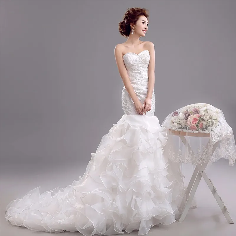 Vestido de festa роскошное кружевное сексуальное платье-Русалка Новая мода белое вышитое бисером свадебное платье vestido de NOIVA 1106, ty, hd платье подружки невесты