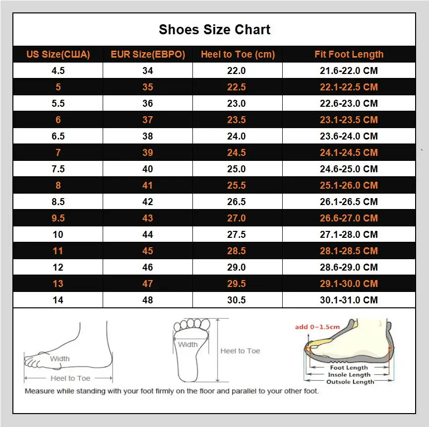 shoe sizes in cm