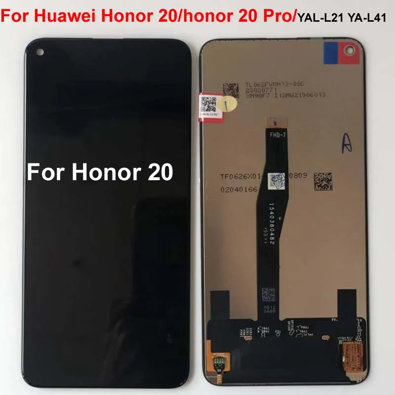 Тестовый черный 6,26 ''для huawei honor 20 honor 20 honor 20S YAL-L21 ЖК-дисплей кодирующий преобразователь сенсорного экрана в сборе запчасти