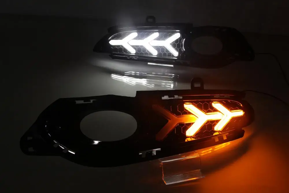 Подходит для Honda HRV HR-V VEZEL автомобиля DRL вождения Дневной ходовой светильник DRL с мигающим желтым поворотом противотуманная лампа реле Дневной светильник - Цвет: White yellow