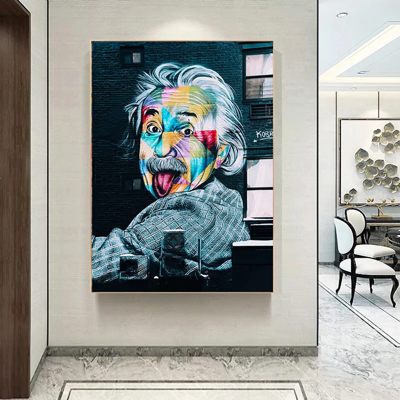 Modern Art Street Graffiti Wall Art Canvas Einstein Posters And Prints Spray Painting Art Pictures For Living Room Decoration