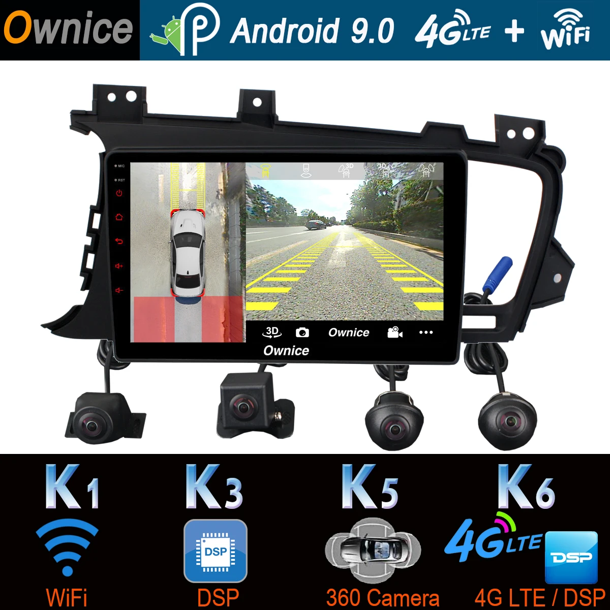 

360° Camera 4G LTE Android 9.0 4G+64G DSP CarPlay Car Multimedia GPS Radio Player for Kia K5 Optima 3 2011 2012 2013 2014 2015