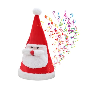 

Electric Christmas Hat Plush Toys Sing Swing Santa Claus Hat For Christmas Decoration For Children Christmas Gift