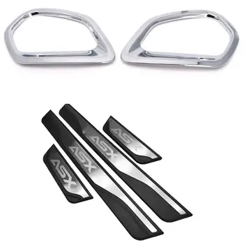 

Chrome Car Back Rear Fog Light Lamp Cover Trim with Door Sill Protector Scuff Plate