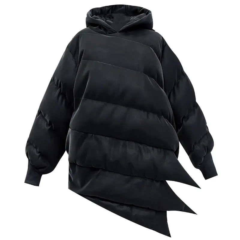 black DMY1498 XITAO, черные, Необычные парки, женская мода, новинка, элегантные, в полоску, с длинным рукавом, миноритарные, повседневные, свободные, парка, пальто, DMY1498 - Цвет: black DMY1498
