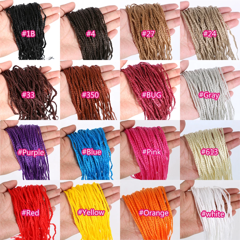 

Zizi Braids Crochet Box Braids Colored Synthetic Braiding Hair Extensions Blue Gray Brown Pink Blonde Crochet Hair 50g