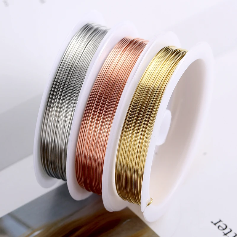 H2d205c0d629e4d409ef0b94e3f84da1aY 1 Roll 0.2/0.25/0.3/0.4/0.5/0.6/0.7mm Silver/Gold/Rose Gold Brass Copper Wires for Bracelet Necklace DIY Jewelry Making Findings