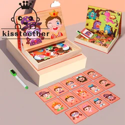 Kissteether New Wooden Balls Children's Wooden Cartoon Magnetic Spelling And Music Magnetic Animal Educational Teaching Toy Gift