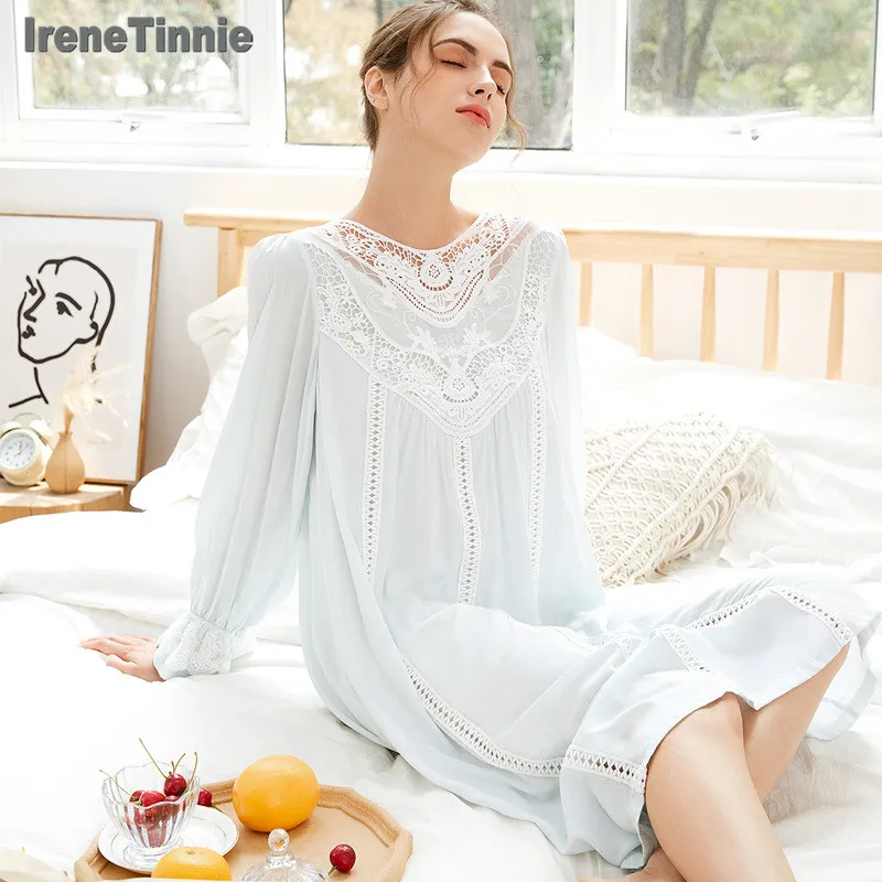 Irene Tinnie Princess Sleepwear Fairy Night Dress Women White Cotton