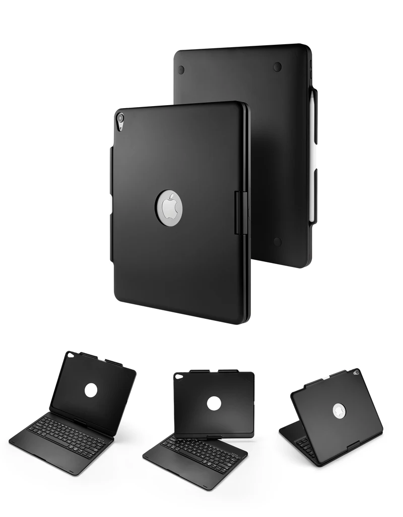 [Новинка] синяя беспроводная клавиатура с зубчатой лапой для iPad pro 12,", Премиум жесткий чехол+ 360 Поворот умный сон+ 7 цветов с подсветкой