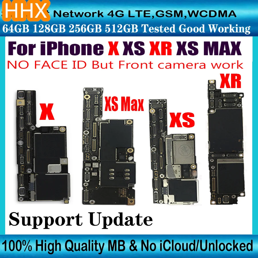 Original Mainboard for iPhone X XS XR XS Max Motherboard Face ID Full Chips Unlocked Logic Board Working