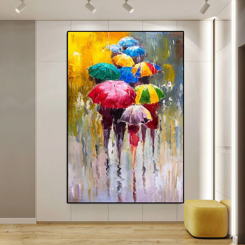Paraguas de transporte, lienzo de pintura, arte de pared, decoración de pared, pintura al óleo sobre lienzo, sala de estar, moderna del y caligrafía| - AliExpress