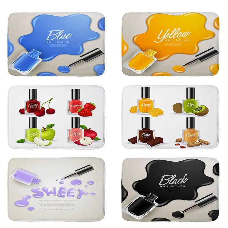 

Lady color nail polish printed Flannel Floor Mat Anti-Slip Tapete Floor Mats Kitchen Doormat welcome mats for front door