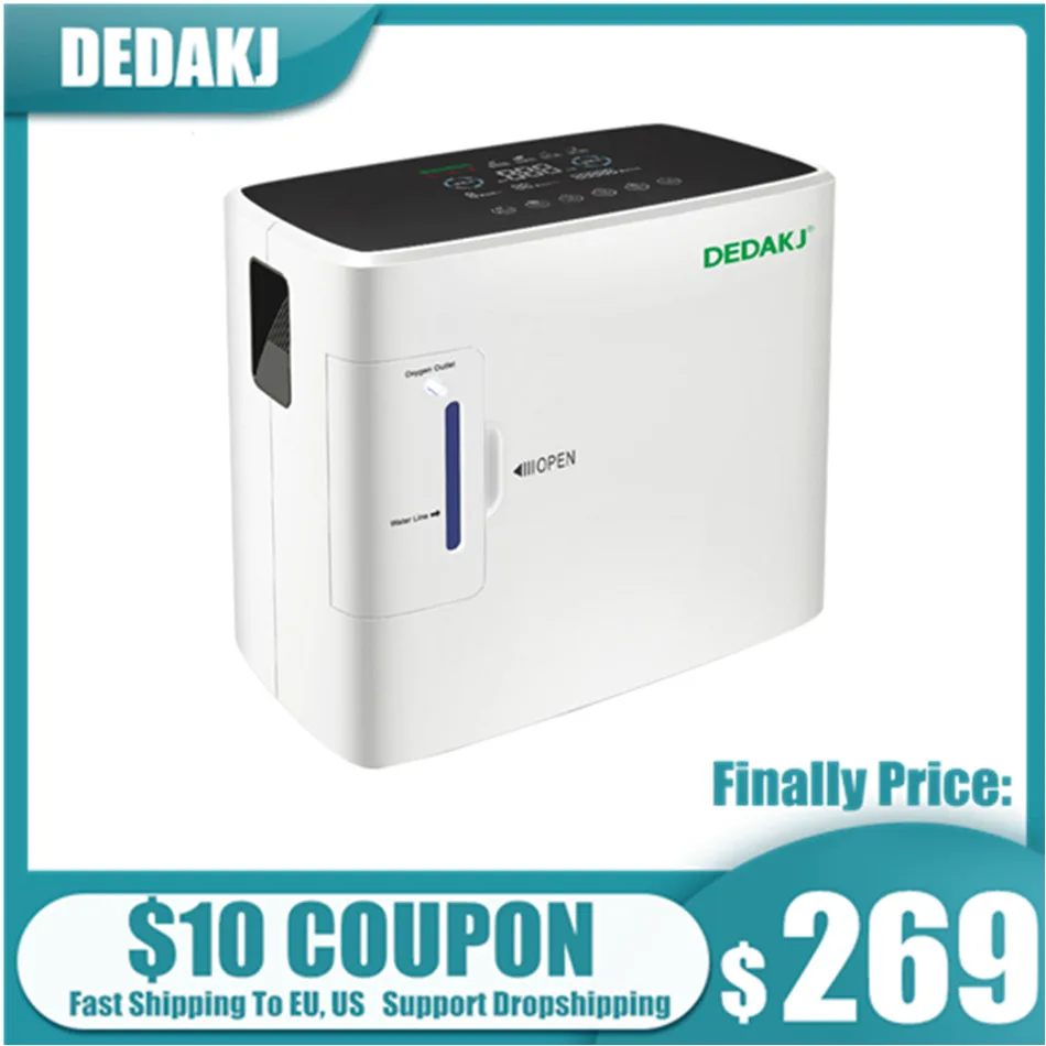 

DEDAKJ DE-1S AC110V/220V Portable Oxygen Concentrator Generator Machine 1-6L/min 30-90% Home Adjustable High Quality