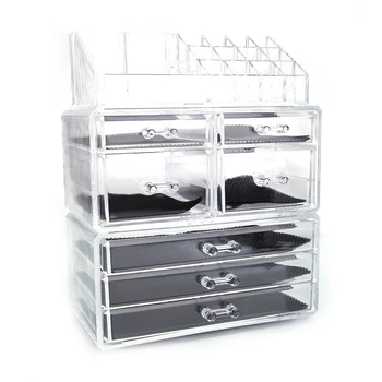 

Makeup Organizer for Cosmetic Large Capacity Cosmetics Storage Rack 4 Small Drawers and 3 Larger Drawers Jewelry Nail Polish Box